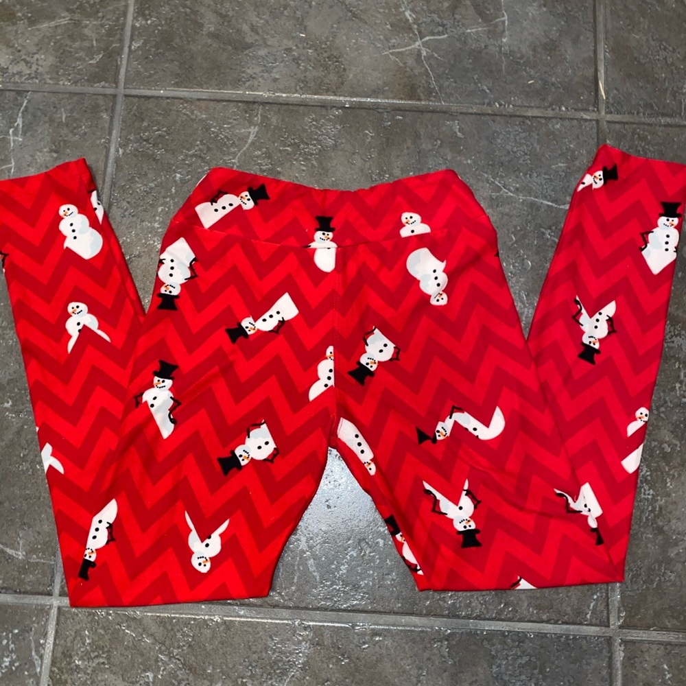 LulaRoe red snowman tween leggings
